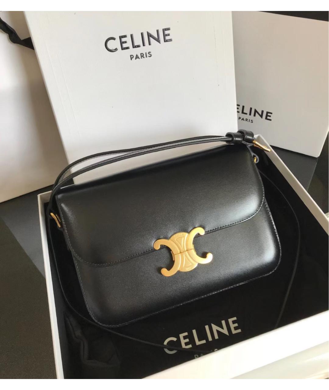 CELINE Черная кожаная сумка через плечо, фото 3