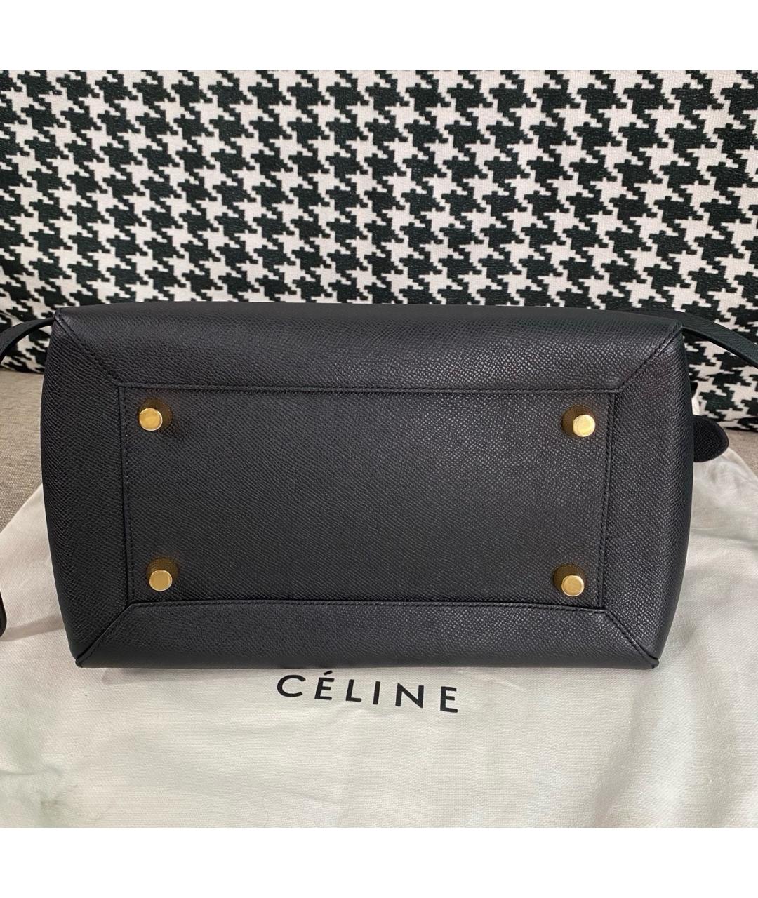 CELINE Черная кожаная сумка тоут, фото 3