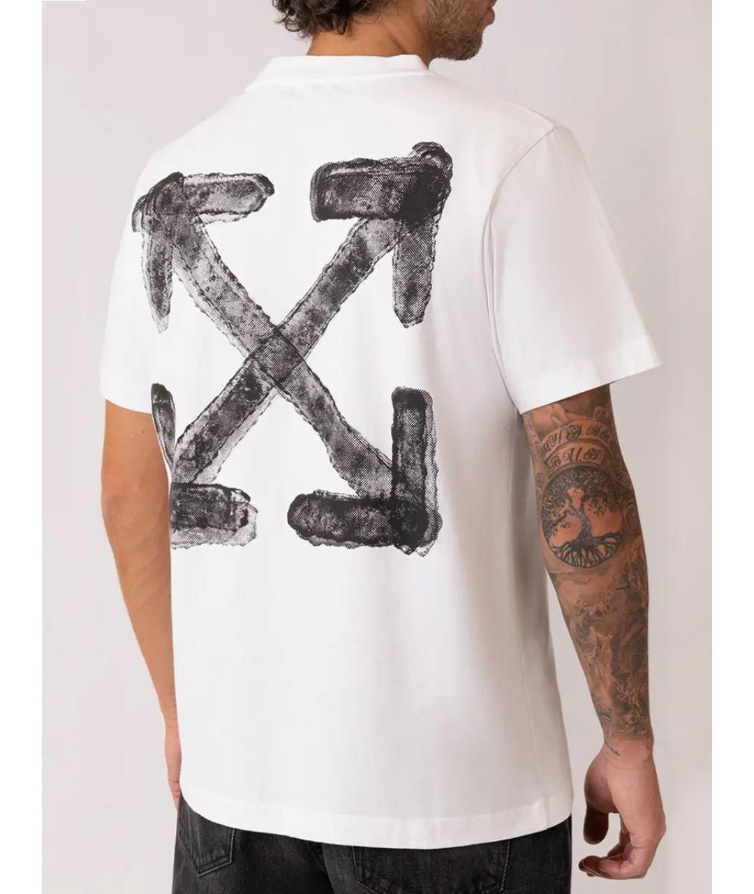 OFF-WHITE Белая хлопковая футболка, фото 4