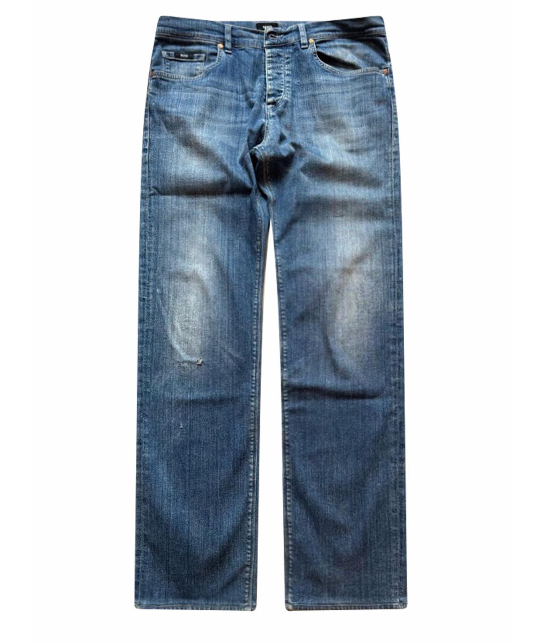 HUGO BOSS Синие хлопко-эластановые прямые джинсы, фото 1