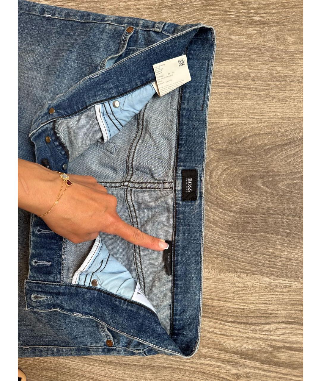HUGO BOSS Синие хлопко-эластановые прямые джинсы, фото 3