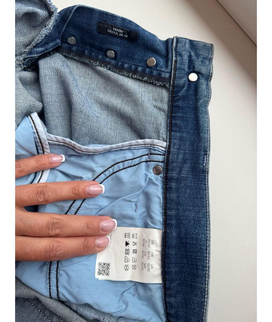 HUGO BOSS Синие хлопко-эластановые прямые джинсы, фото 4