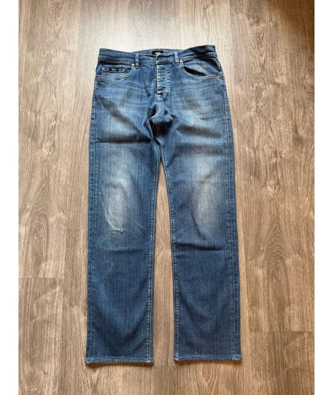 HUGO BOSS Синие хлопко-эластановые прямые джинсы, фото 5