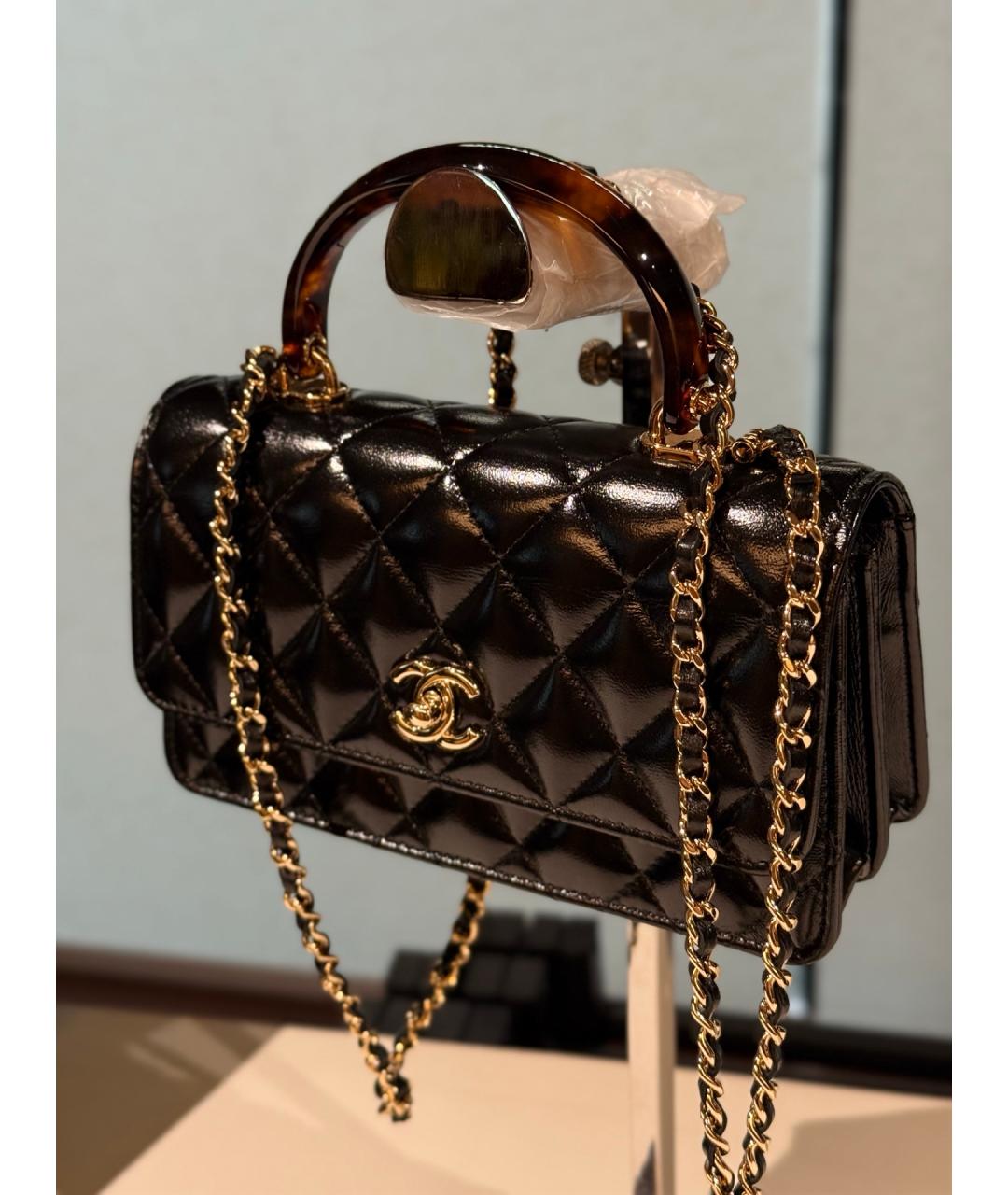 CHANEL Черная кожаная сумка через плечо, фото 3
