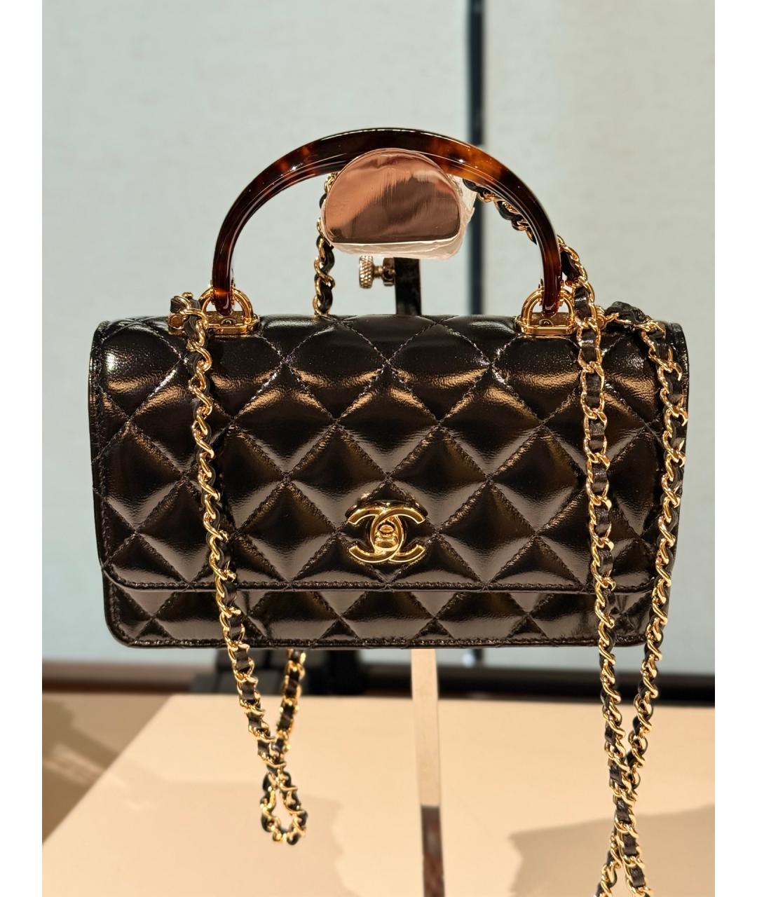 CHANEL Черная кожаная сумка через плечо, фото 10