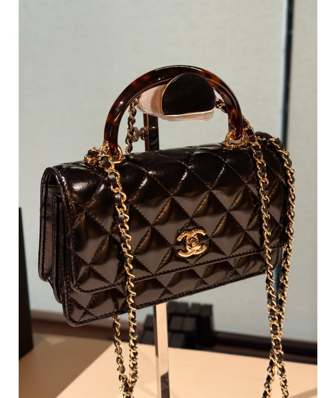 CHANEL Черная кожаная сумка через плечо, фото 4