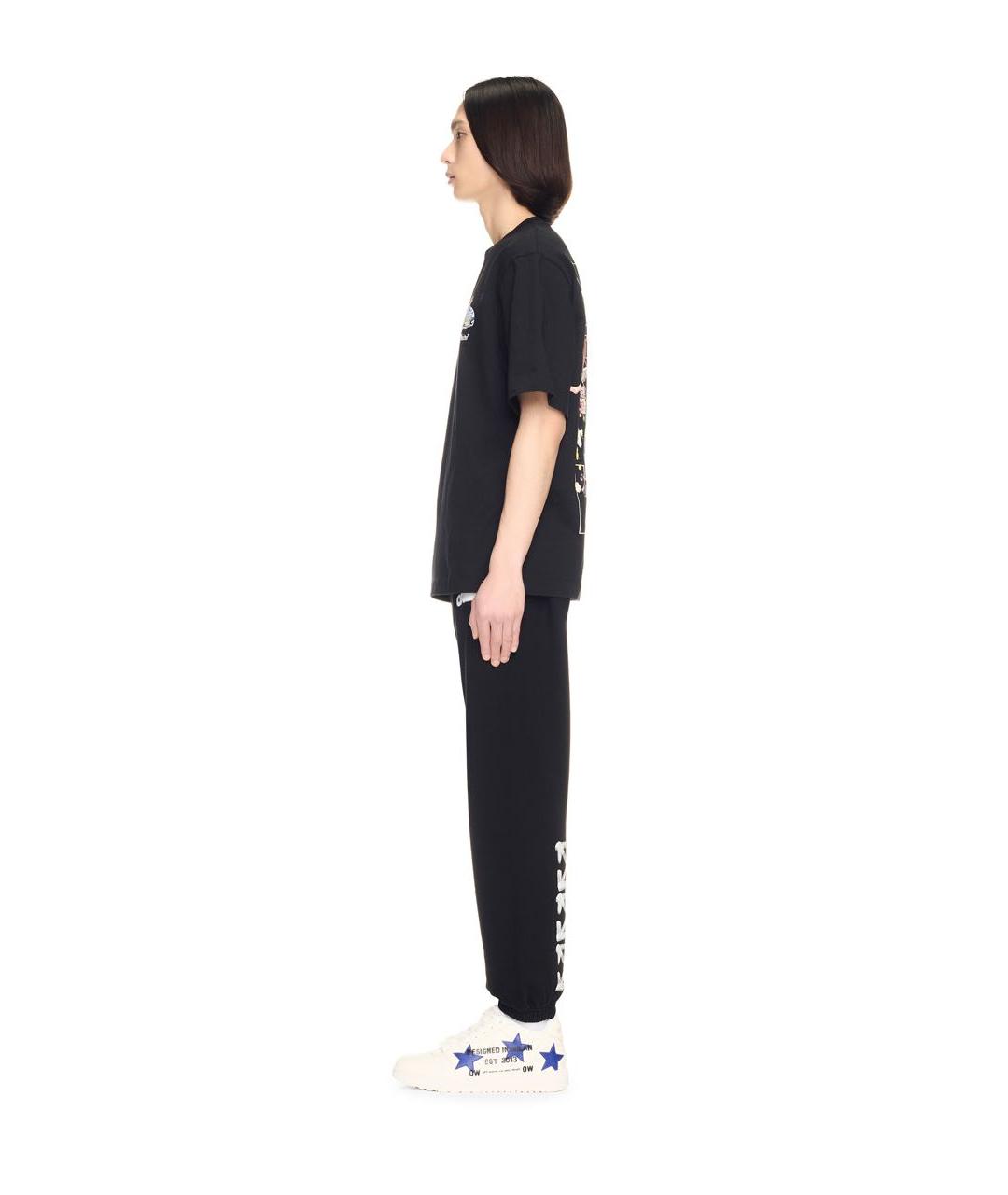 OFF-WHITE Черные хлопковые повседневные брюки, фото 2