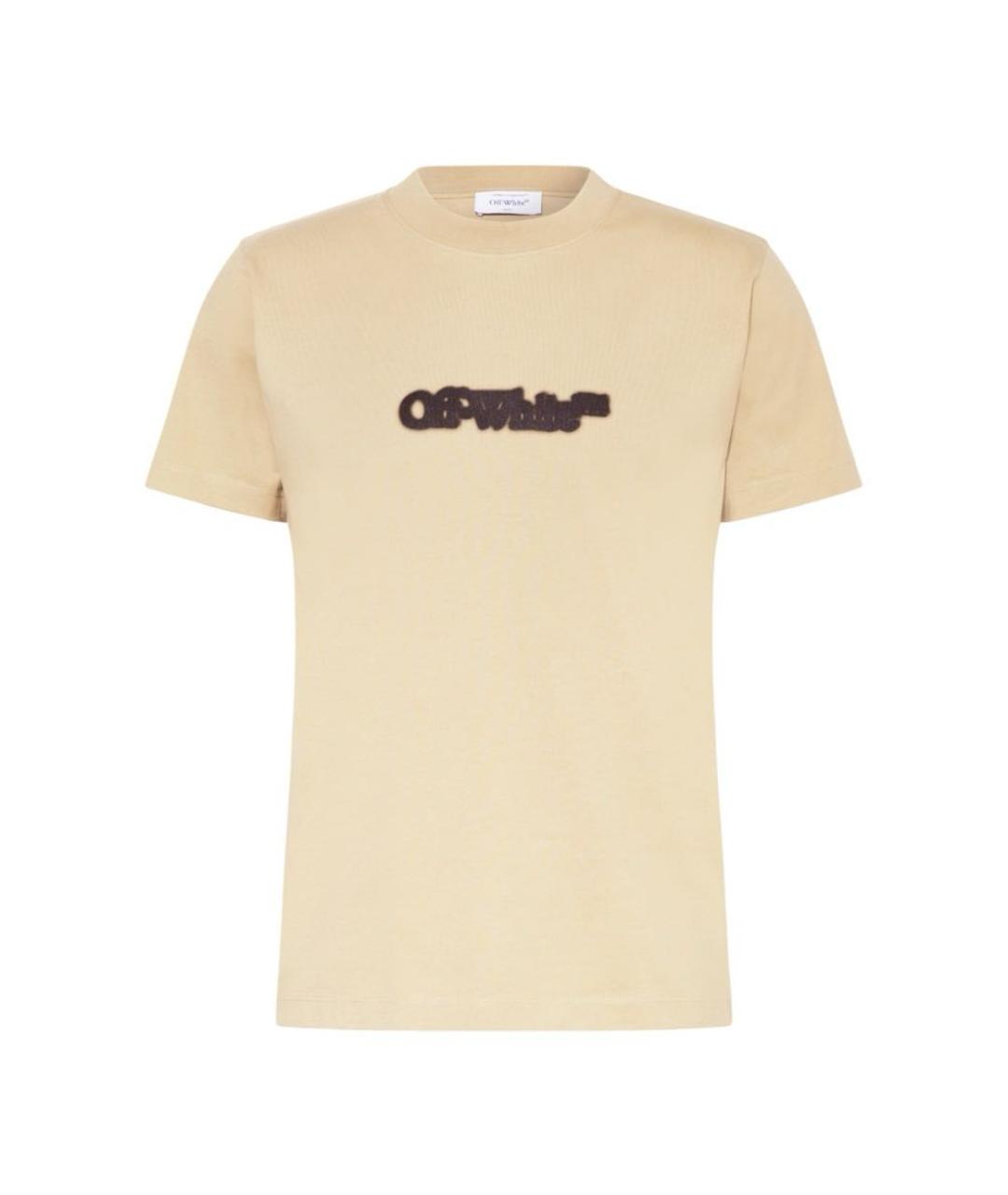 OFF-WHITE Бежевая хлопковая футболка, фото 1