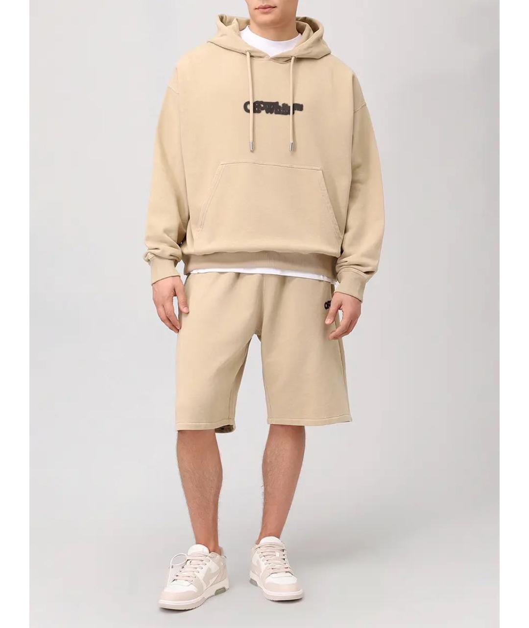 OFF-WHITE Бежевые хлопковые шорты, фото 6
