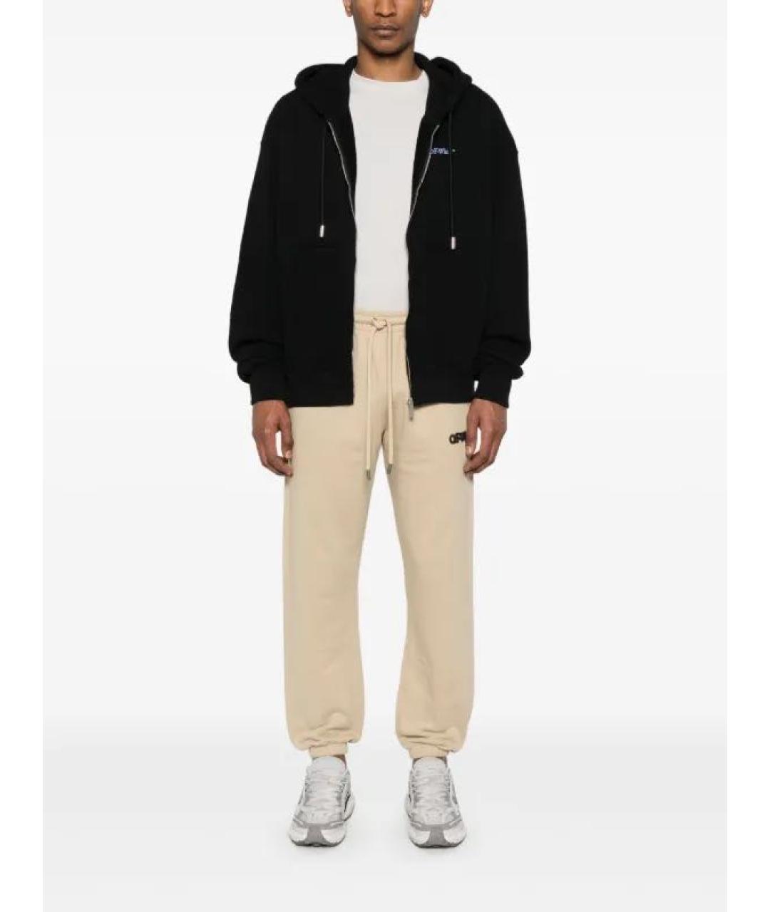 OFF-WHITE Бежевые хлопковые повседневные брюки, фото 4