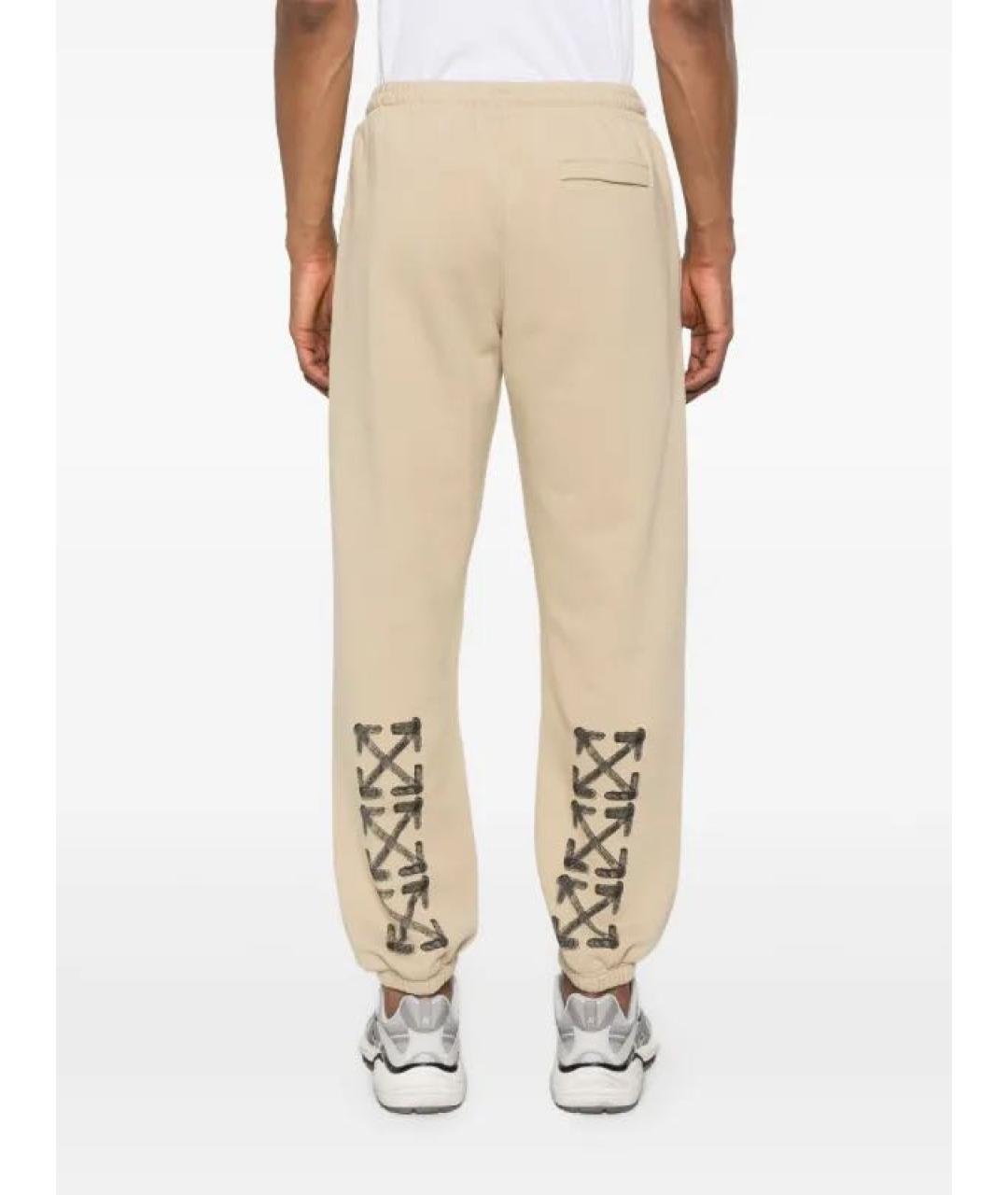 OFF-WHITE Бежевые хлопковые повседневные брюки, фото 3