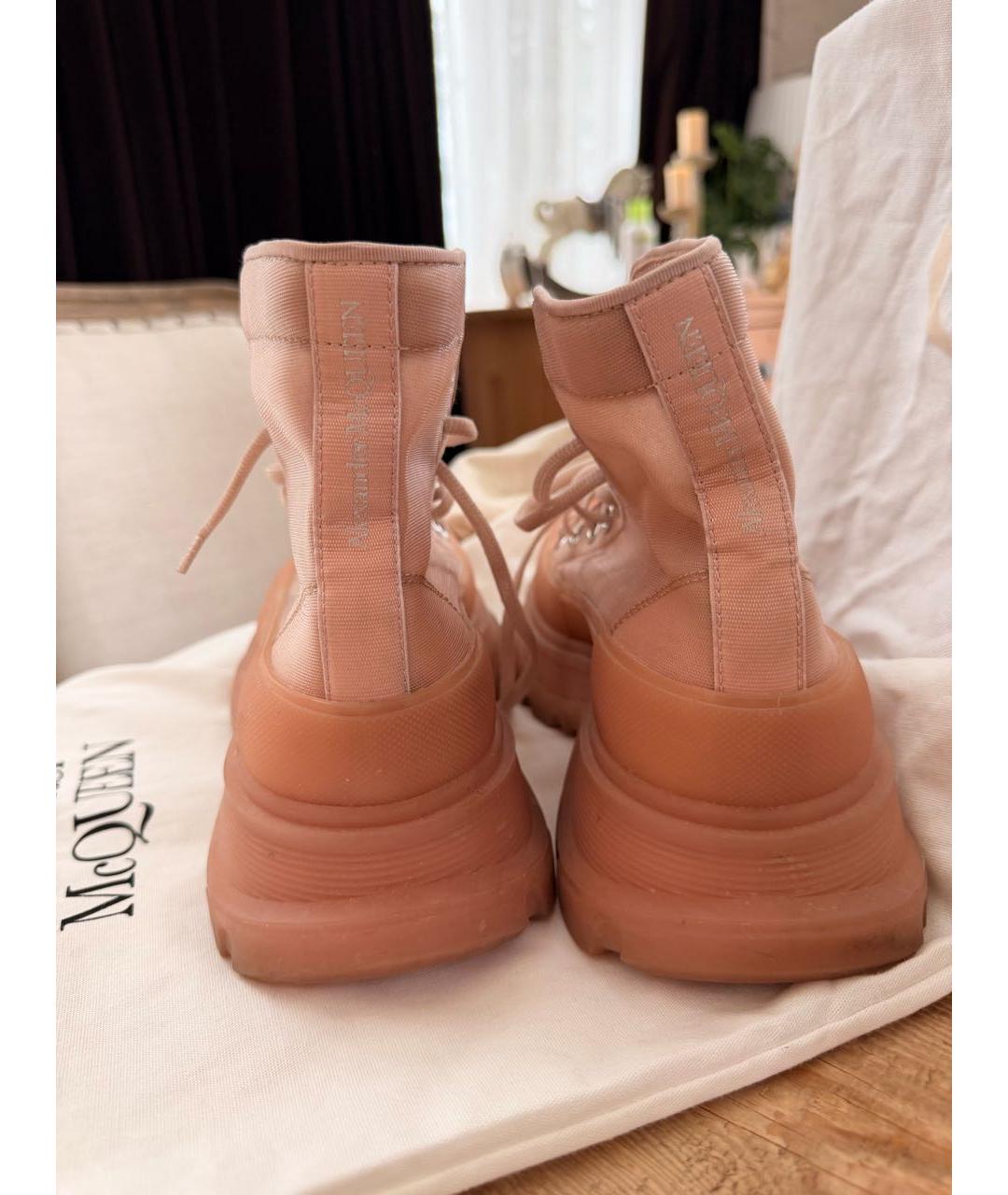 ALEXANDER MCQUEEN Розовые текстильные ботинки, фото 4