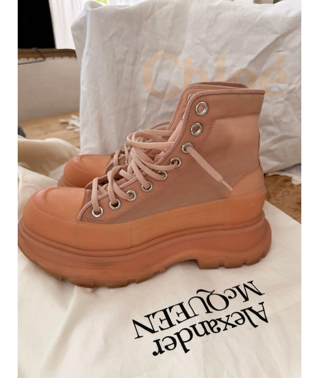 ALEXANDER MCQUEEN Розовые текстильные ботинки, фото 2