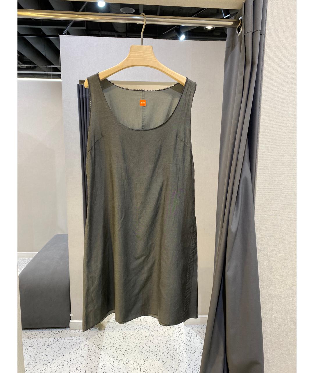 HUGO BOSS Серое вискозное повседневное платье, фото 6