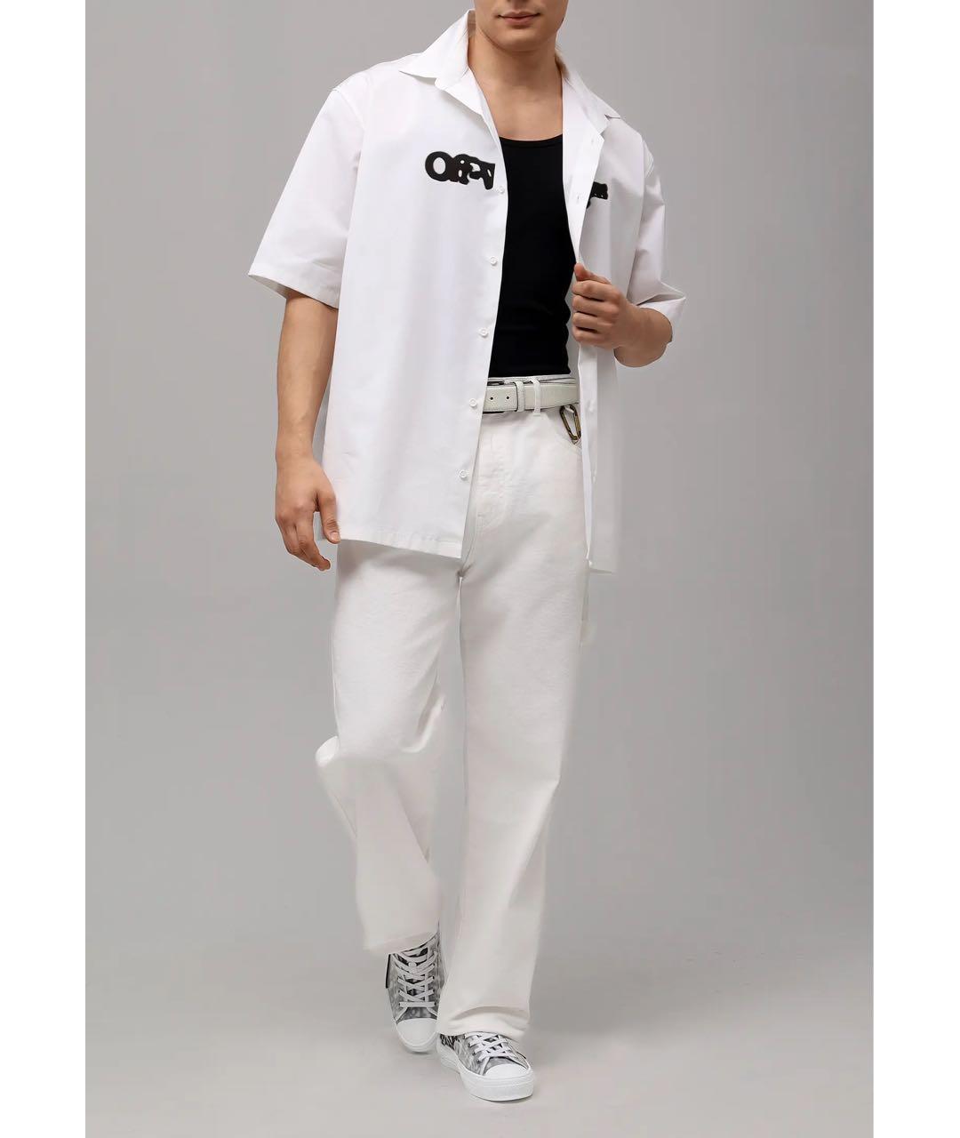 OFF-WHITE Белая хлопковая кэжуал рубашка, фото 6