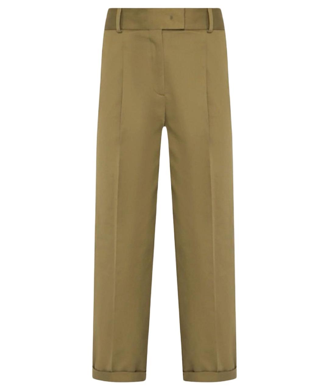 ERMANNO SCERVINO Хаки хлопко-эластановые прямые брюки, фото 1