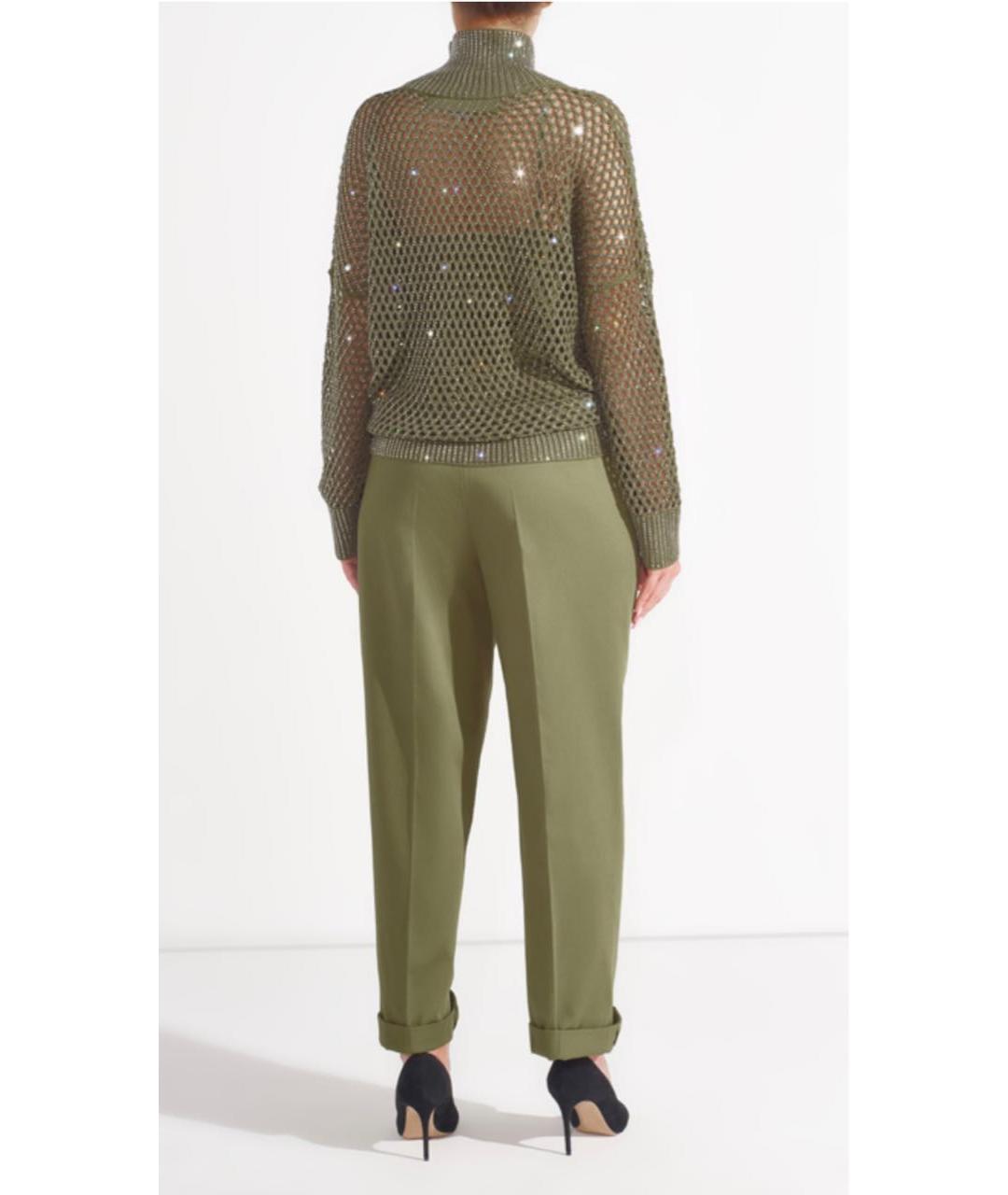 ERMANNO SCERVINO Хаки хлопко-эластановые прямые брюки, фото 3
