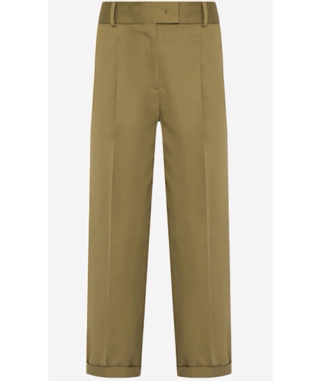 ERMANNO SCERVINO Хаки хлопко-эластановые прямые брюки, фото 5