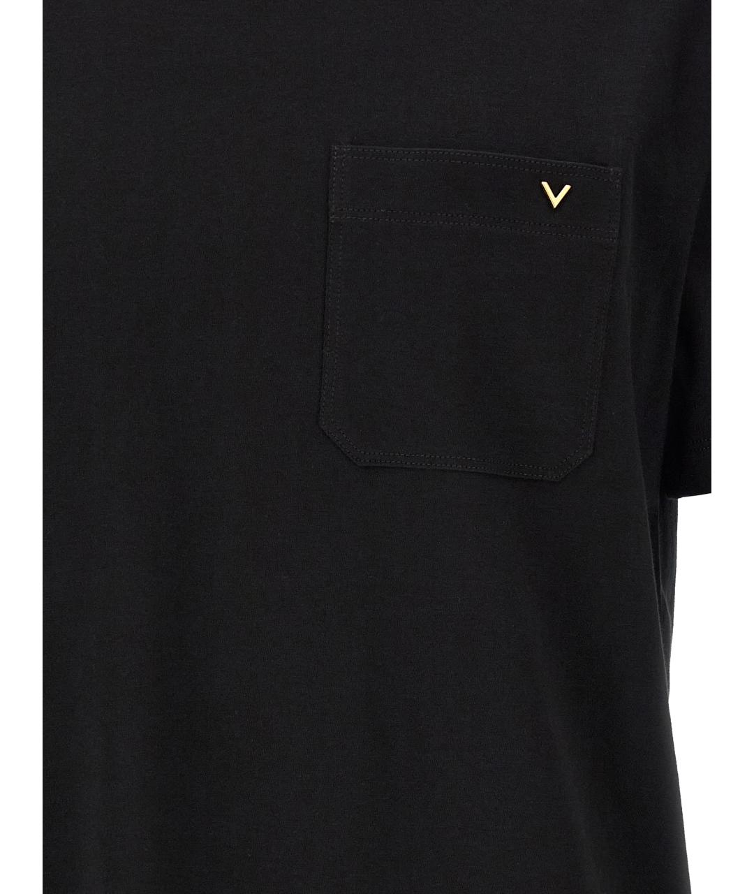 VALENTINO Черная хлопковая футболка, фото 4