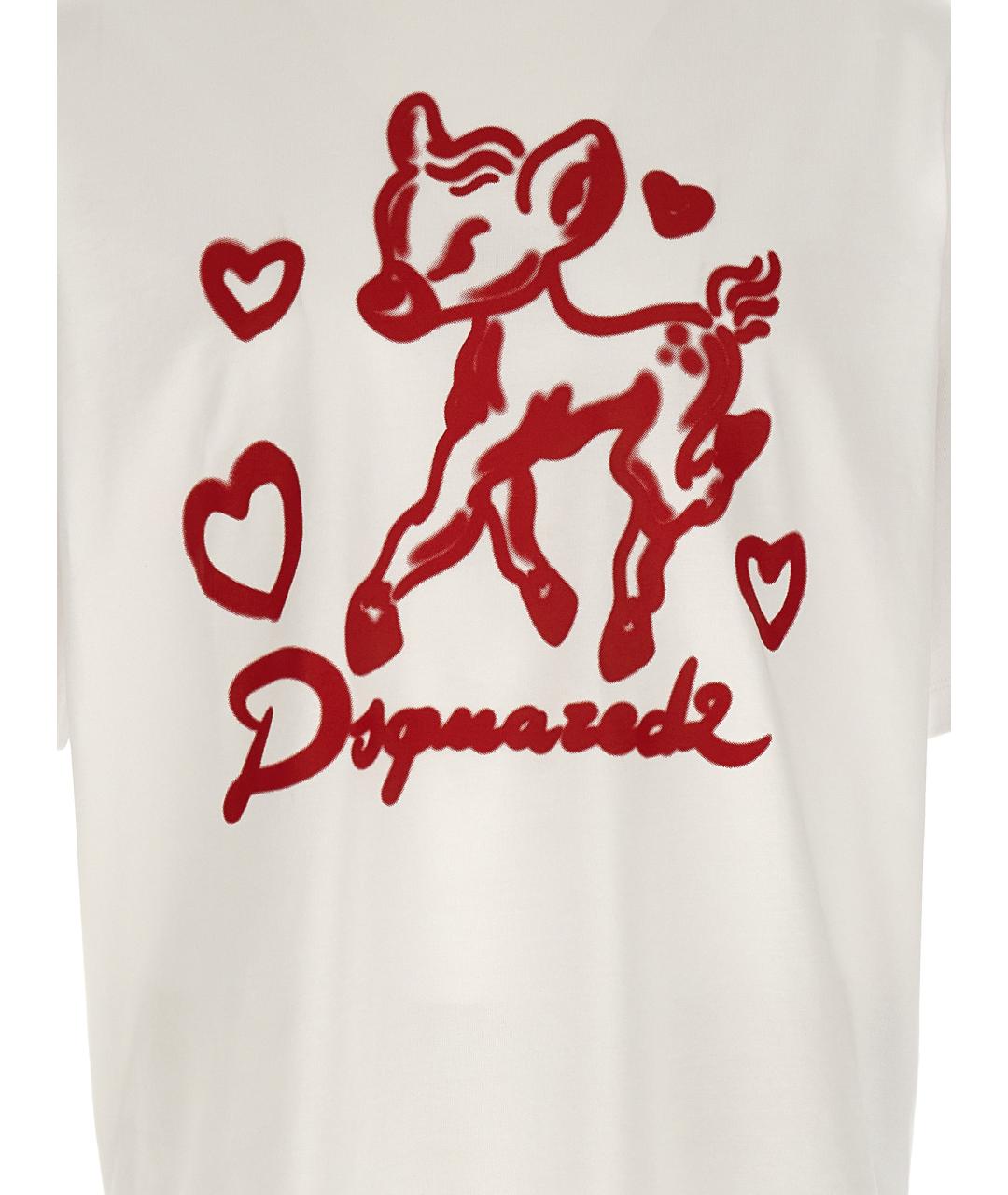 DSQUARED2 Белая хлопковая футболка, фото 5