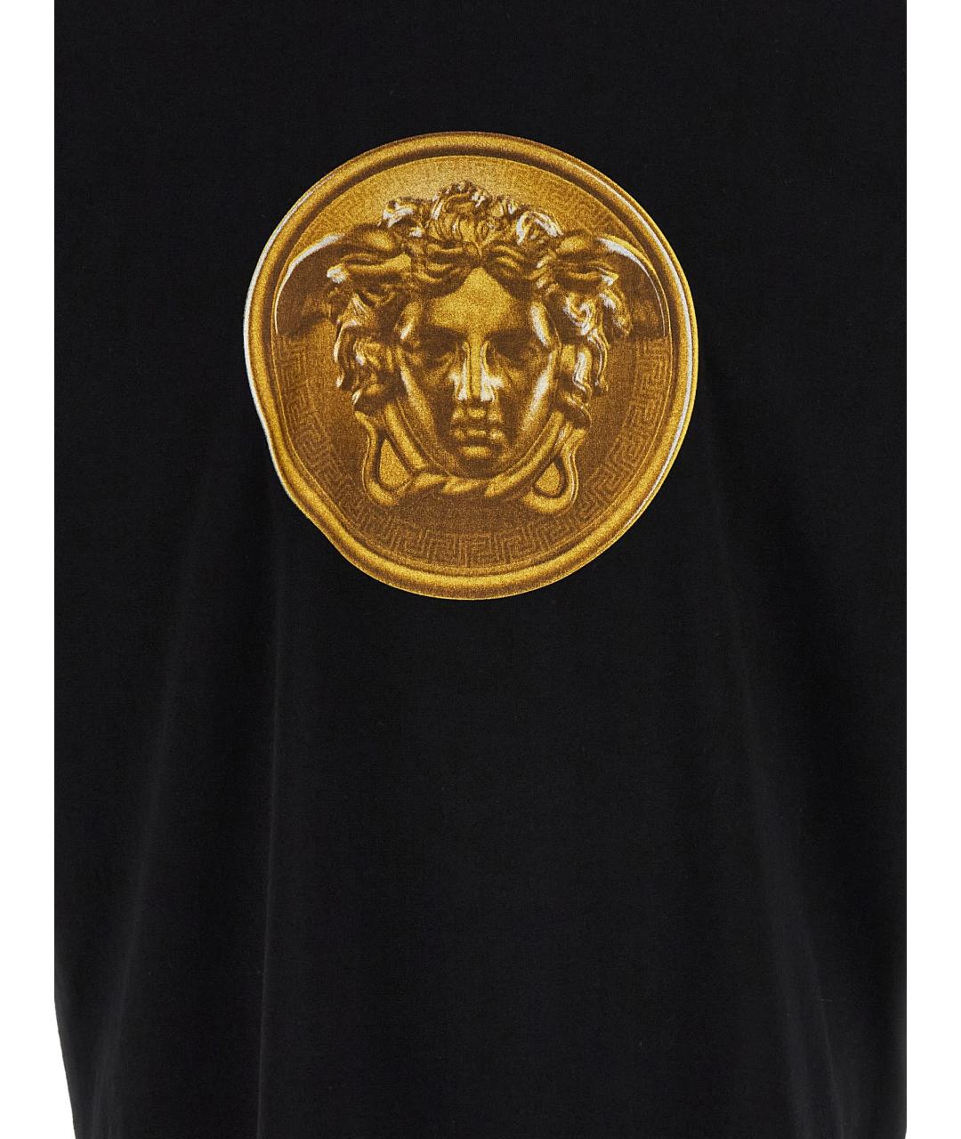 VERSACE Черная хлопковая футболка, фото 4