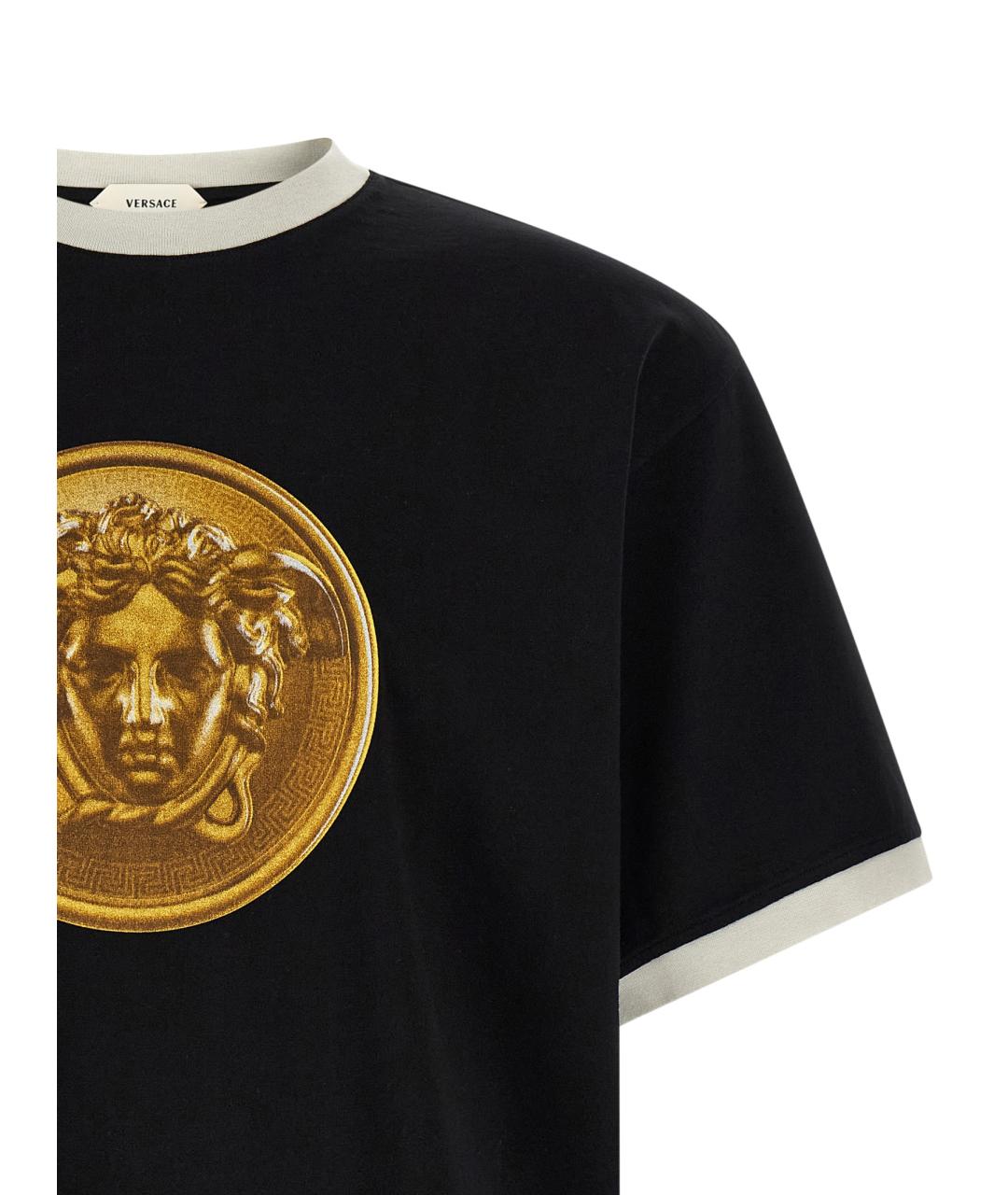 VERSACE Черная хлопковая футболка, фото 3
