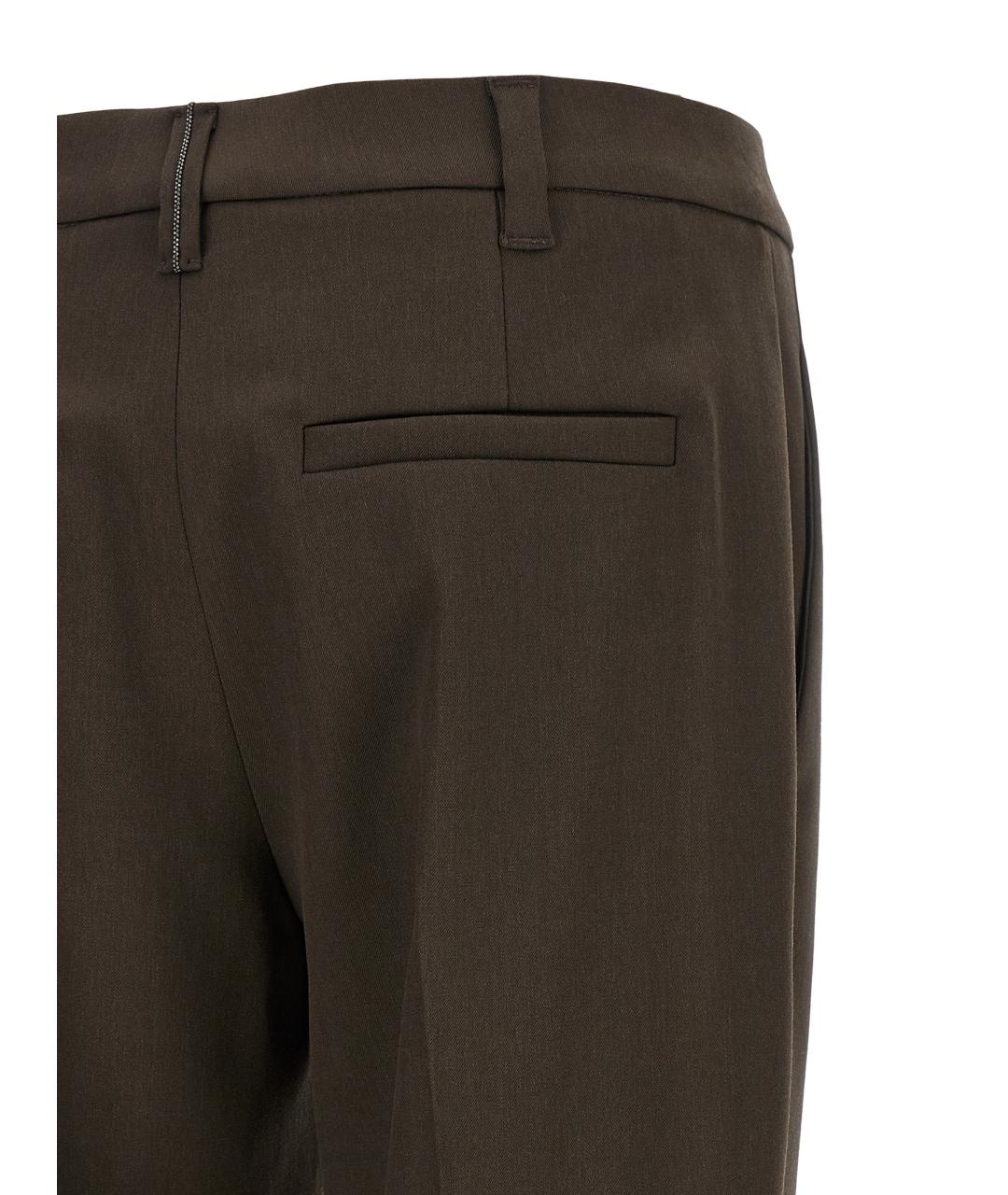 BRUNELLO CUCINELLI Коричневые шерстяные брюки узкие, фото 4