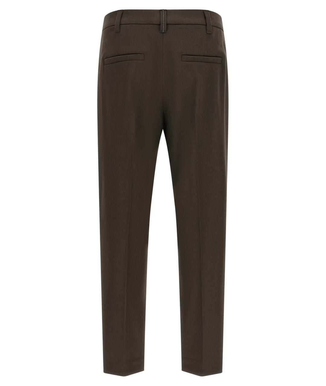 BRUNELLO CUCINELLI Коричневые шерстяные брюки узкие, фото 2