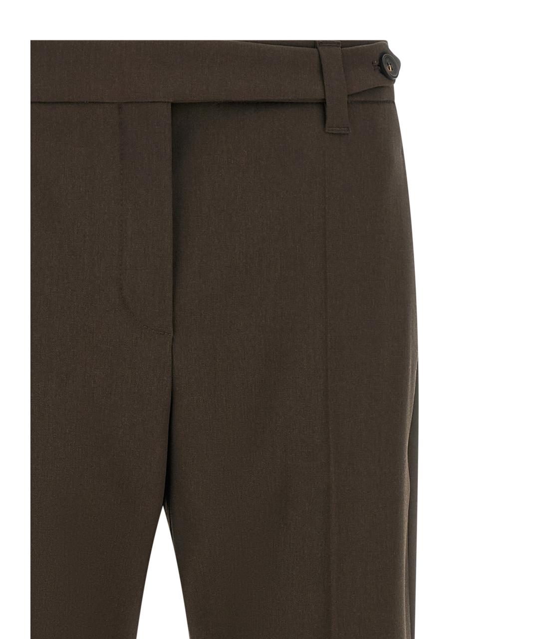 BRUNELLO CUCINELLI Коричневые шерстяные брюки узкие, фото 3