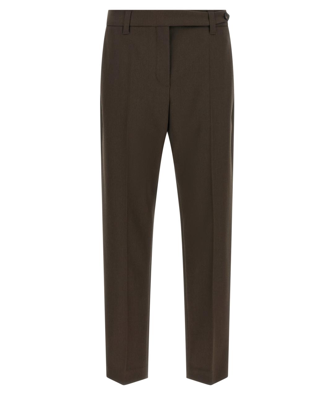 BRUNELLO CUCINELLI Коричневые шерстяные брюки узкие, фото 1