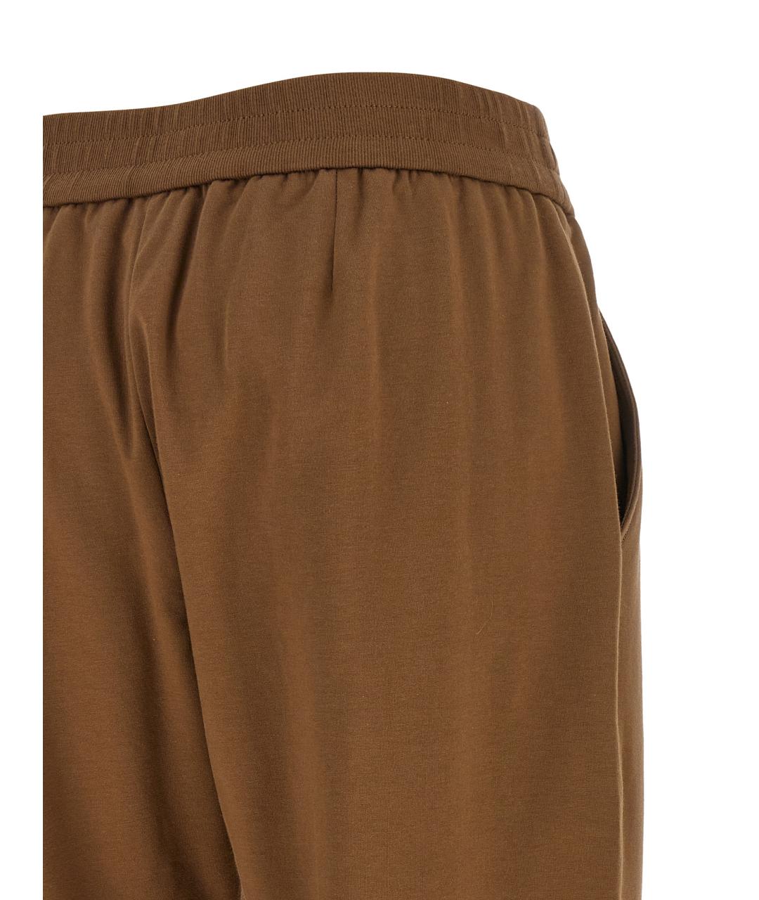 BRUNELLO CUCINELLI Коричневые хлопковые прямые брюки, фото 4
