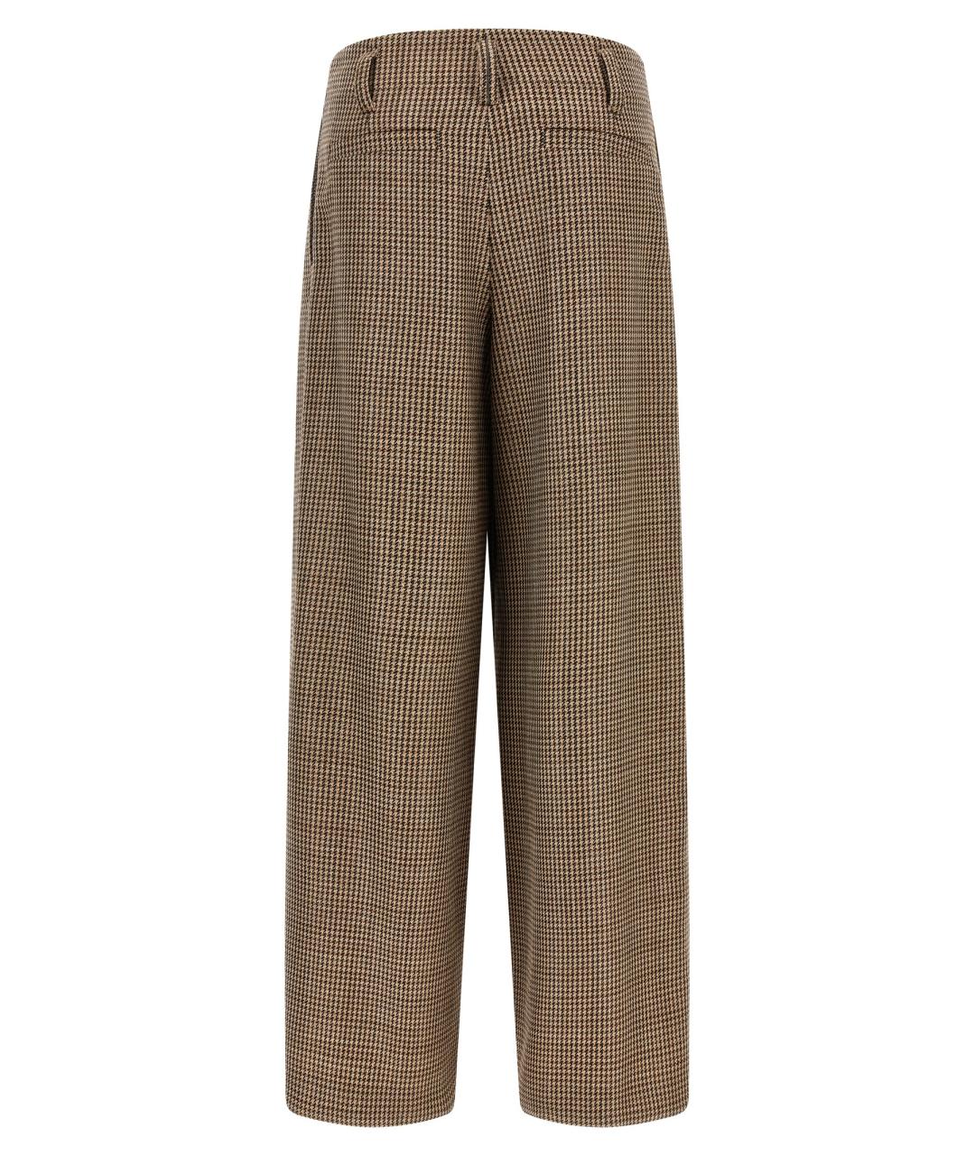 BRUNELLO CUCINELLI Коричневые шерстяные брюки широкие, фото 2