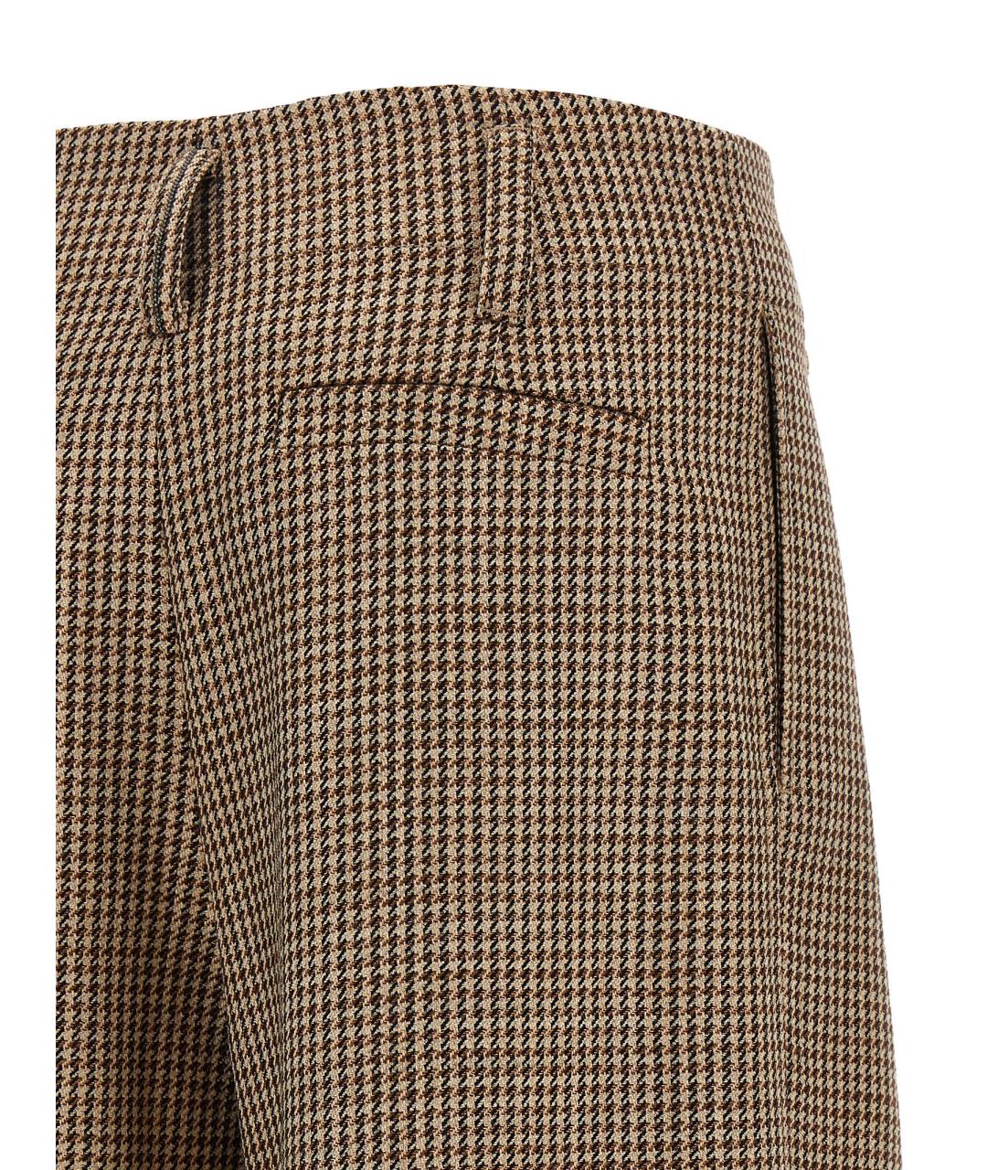 BRUNELLO CUCINELLI Коричневые шерстяные брюки широкие, фото 4