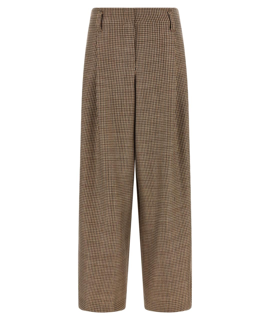 BRUNELLO CUCINELLI Коричневые шерстяные брюки широкие, фото 1