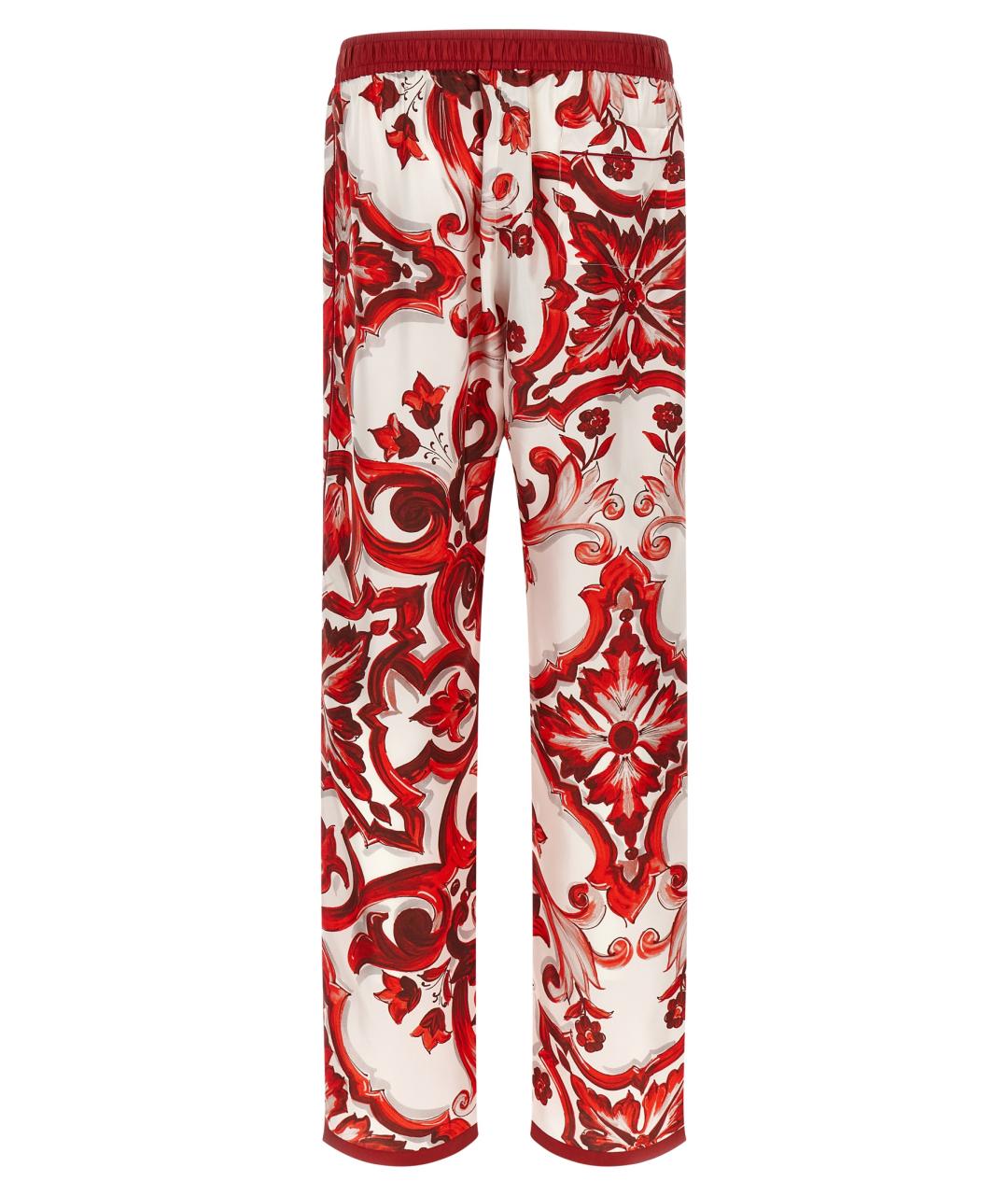 DOLCE&GABBANA Красные шелковые повседневные брюки, фото 2