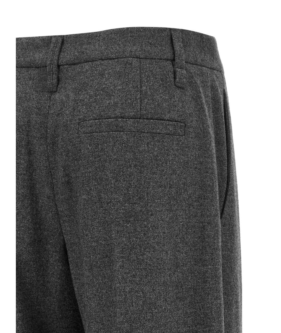 BRUNELLO CUCINELLI Серые шерстяные брюки широкие, фото 4