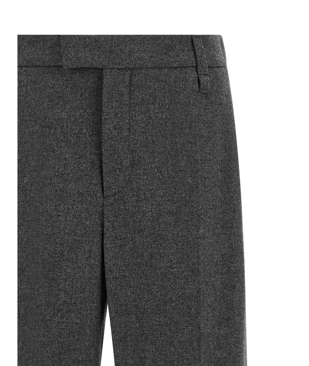 BRUNELLO CUCINELLI Серые шерстяные брюки широкие, фото 3