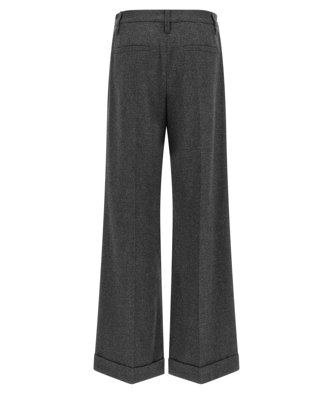 BRUNELLO CUCINELLI Серые шерстяные брюки широкие, фото 2