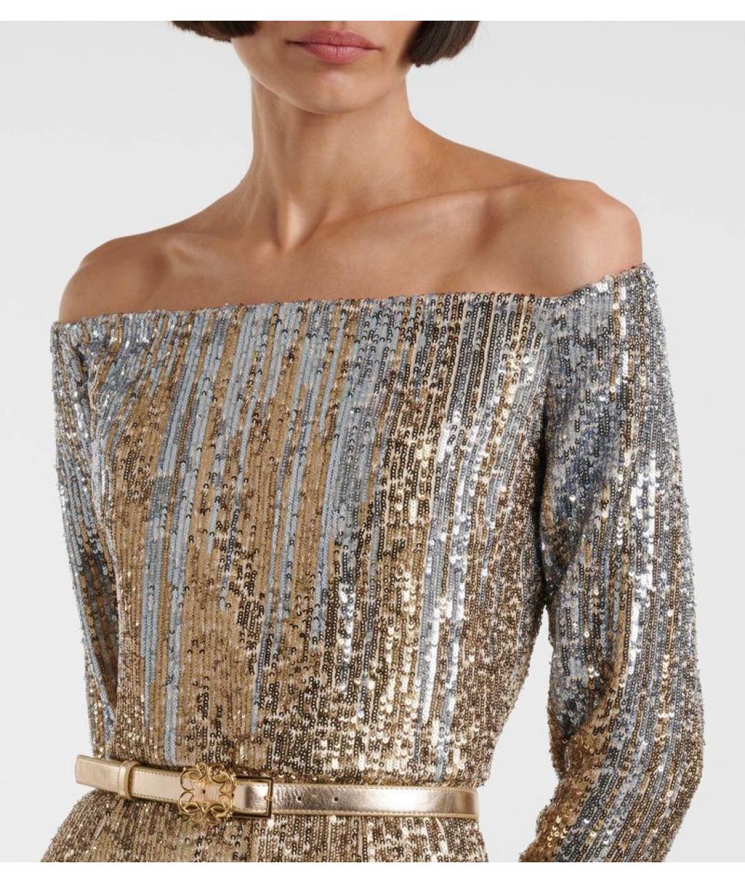 ELIE SAAB Золотое шелковое вечернее платье, фото 5