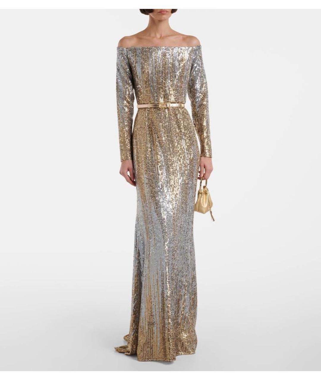ELIE SAAB Золотое шелковое вечернее платье, фото 3