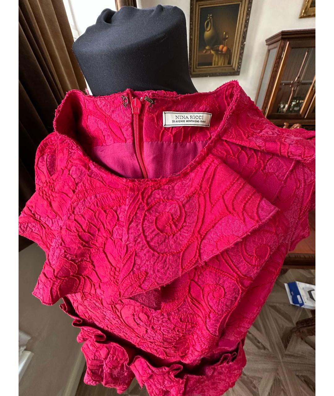 NINA RICCI Фуксия креповое коктейльное платье, фото 6