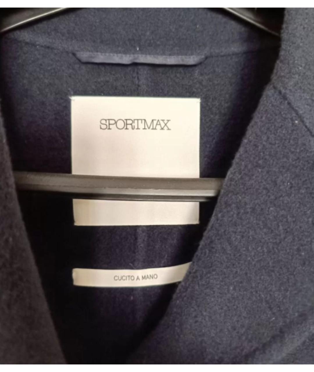 SPORTMAX Синее шерстяное пальто, фото 4