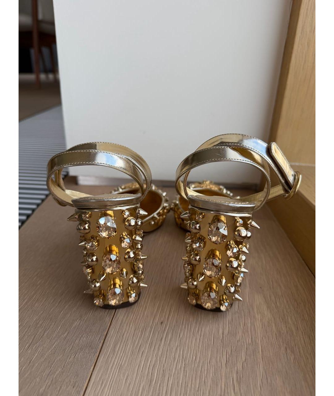 DOLCE&GABBANA Золотые кожаные туфли, фото 4