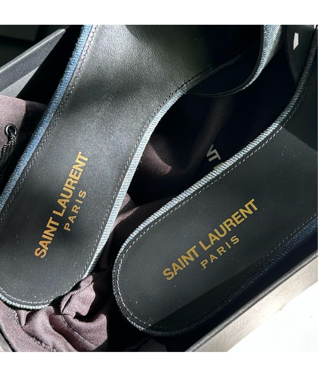 SAINT LAURENT Синие кожаные сандалии, фото 5