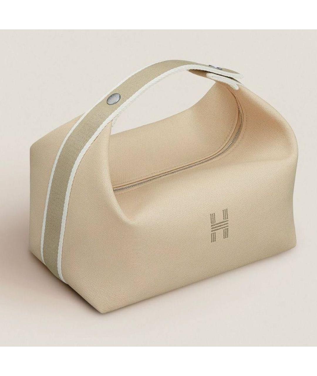 HERMES Бежевая тканевая пляжная сумка, фото 8