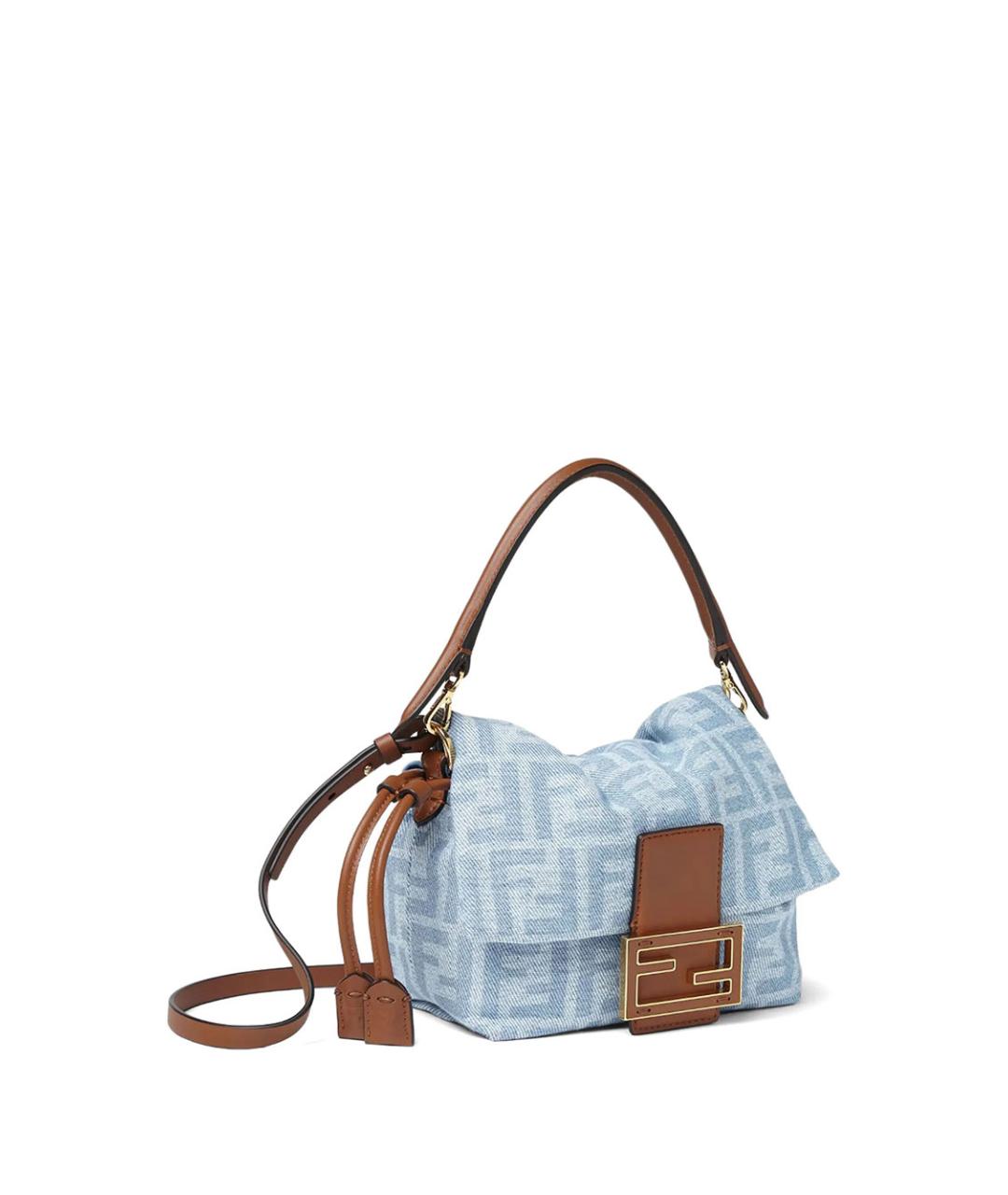 FENDI Голубая хлопковая сумка через плечо, фото 2
