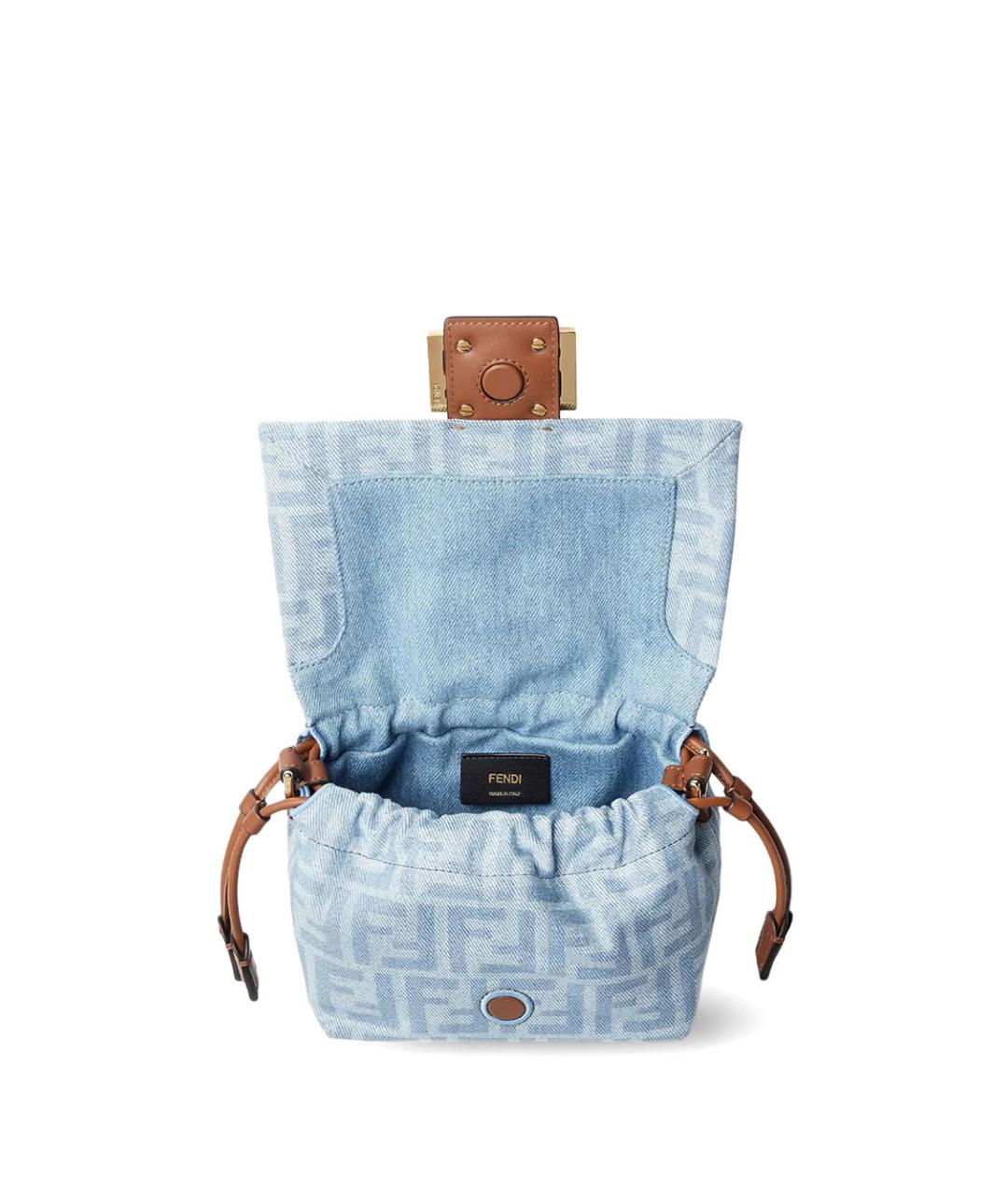 FENDI Голубая хлопковая сумка через плечо, фото 4