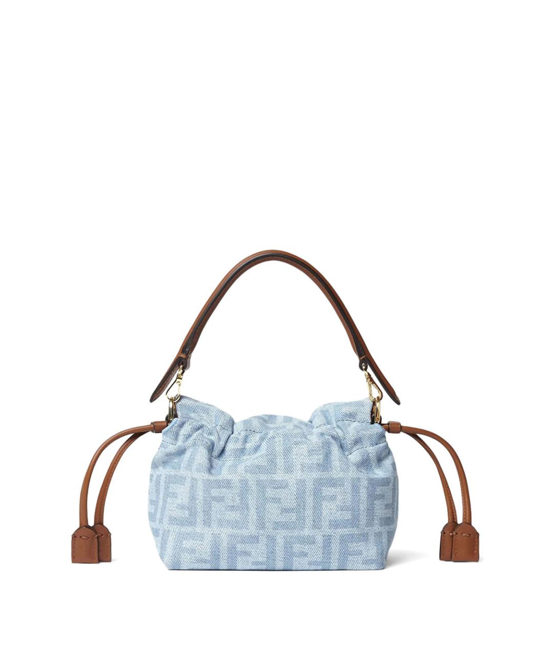 FENDI Голубая хлопковая сумка через плечо, фото 3