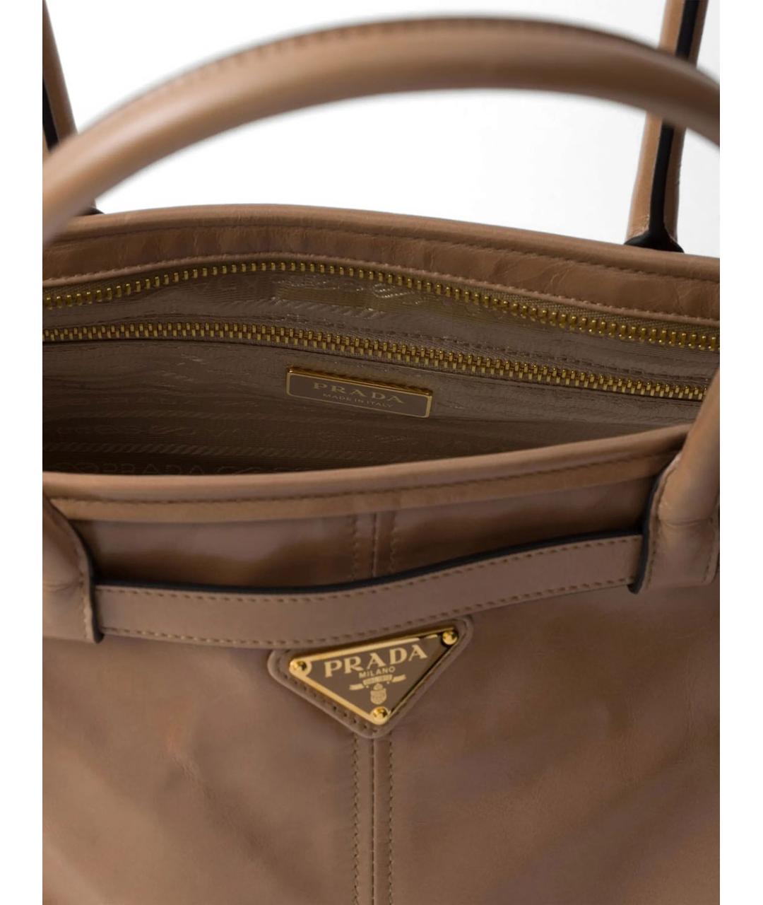 PRADA Коричневая кожаная сумка тоут, фото 6