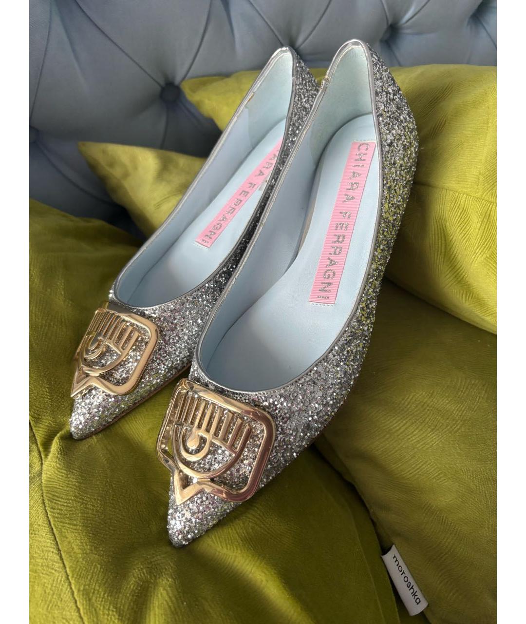 CHIARA FERRAGNI Серебряные балетки, фото 7